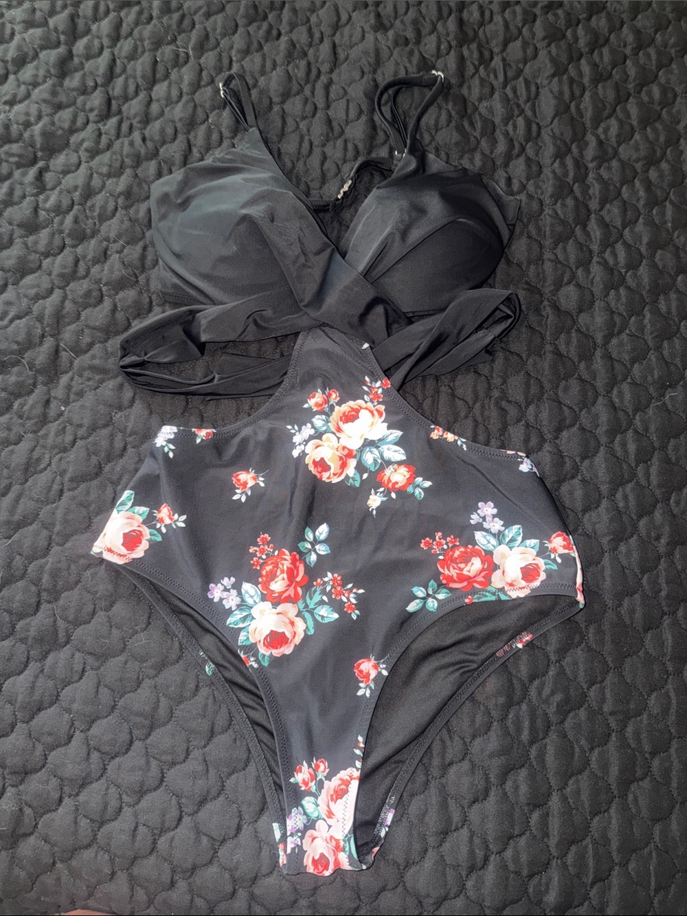 Cupshe Black Floral One-Piece Swimsuit